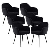 SESSELSTUHL-SET, 6 Stück - Lia - Samtvelour Schwarz - Schwarz, Textil/Metall (56/80/62cm) - Möbel Stellbrink