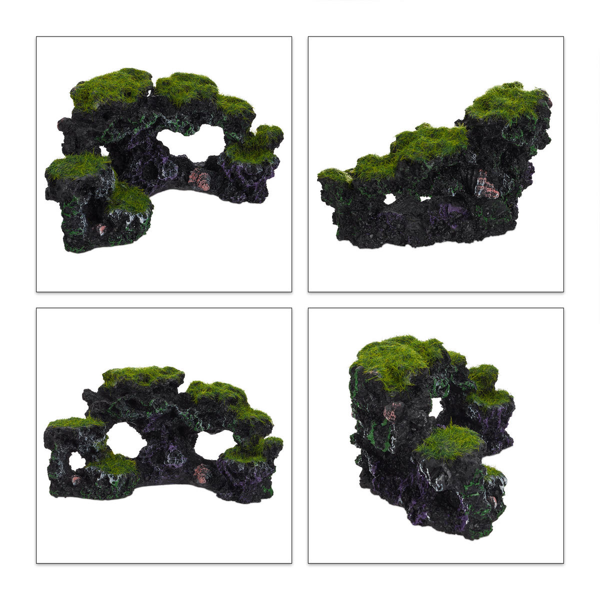 DEKORÁCIA akvárium kameň - čierna, plast (17/8.5/9cm) - Relaxdays