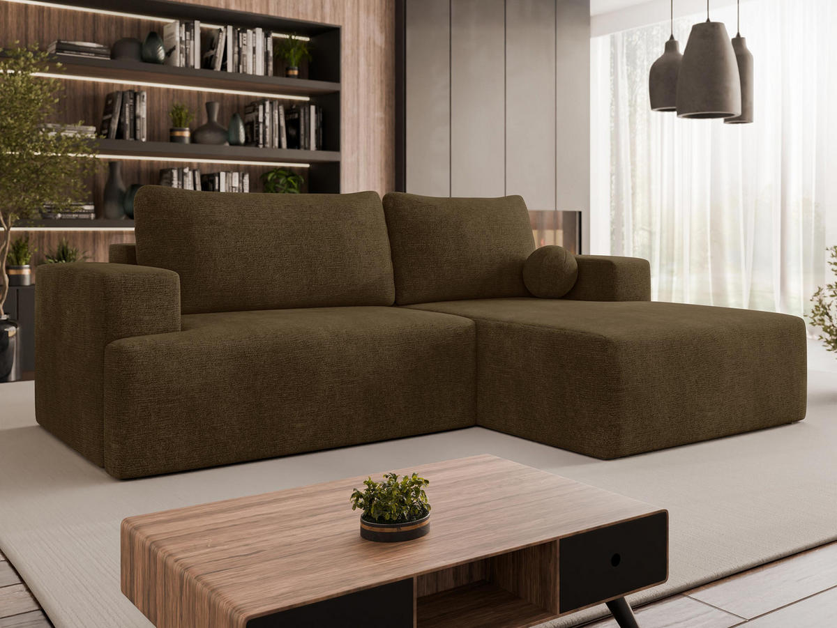 ECKSOFA Mivo, Seite: Rechts - Schwarz/Braun, Holz/Kunststoff (266/163cm) - MIRJAN24