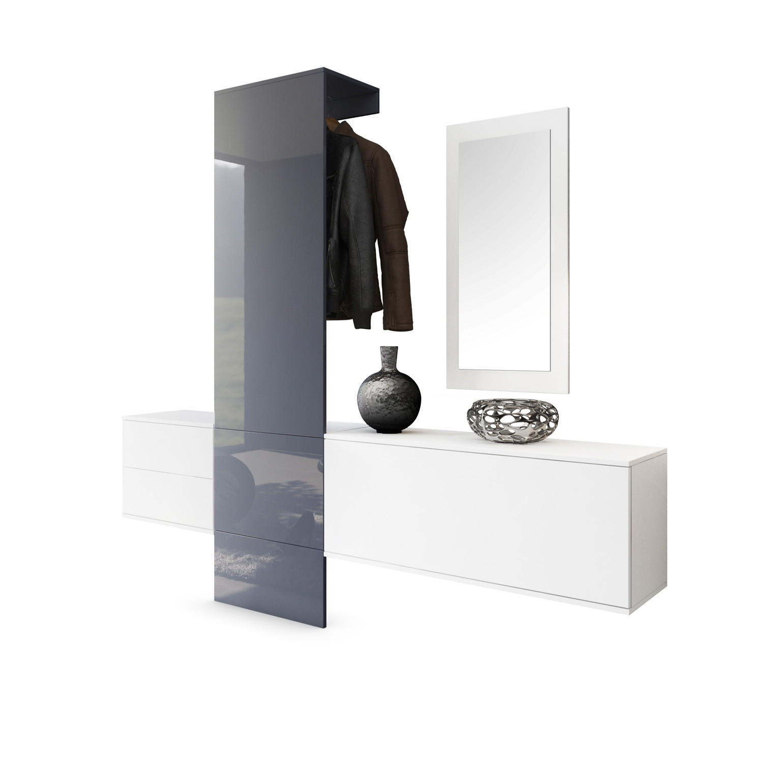 Vladon Garderobe Grau 208x193x35 cm