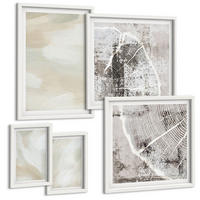BILDER SET 5er Set - 50x50 cm & 20x30 cm & 40x60 cm Weißer Rahmen - Minimalismus der Farbstruktur - Weiß, Kunststoff (40/60cm) - TULUP