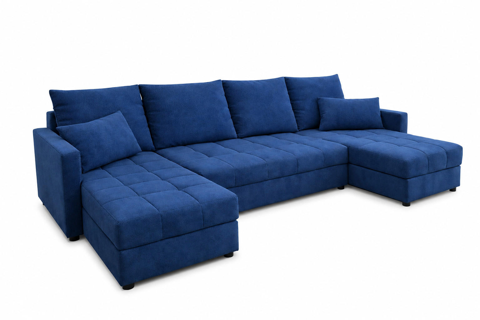 WOHNLANDSCHAFT AURELIA – Ecksofa in U-Form mit Schlaffunktion, Bettkasten & Kissen Stoff KRONOS 287 cm Blau - Blau, Kunststoff (287/140cm) - Wohnideebilder
