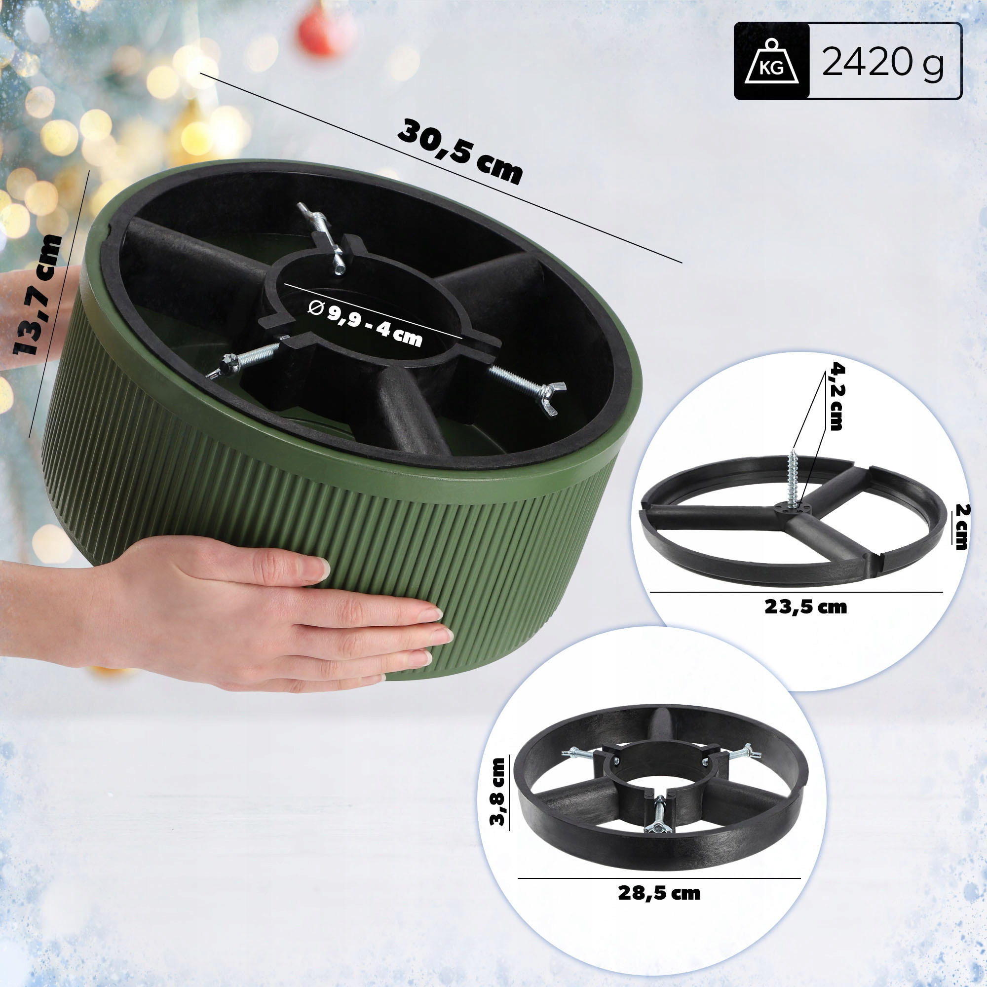 KADAX Weihnachtsbaumständer Christbaumständer 1,5 m - Grün, Kunststoff (13.7cm) - KADAX