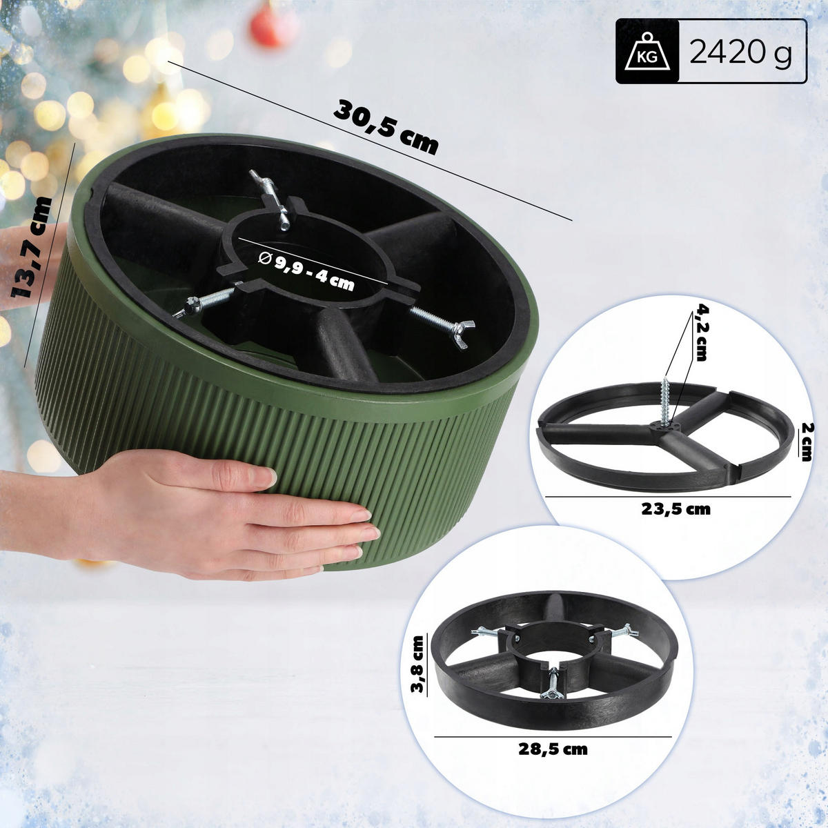 KADAX Weihnachtsbaumständer Christbaumständer 1,5 m - Grün, Kunststoff (13.7cm) - KADAX