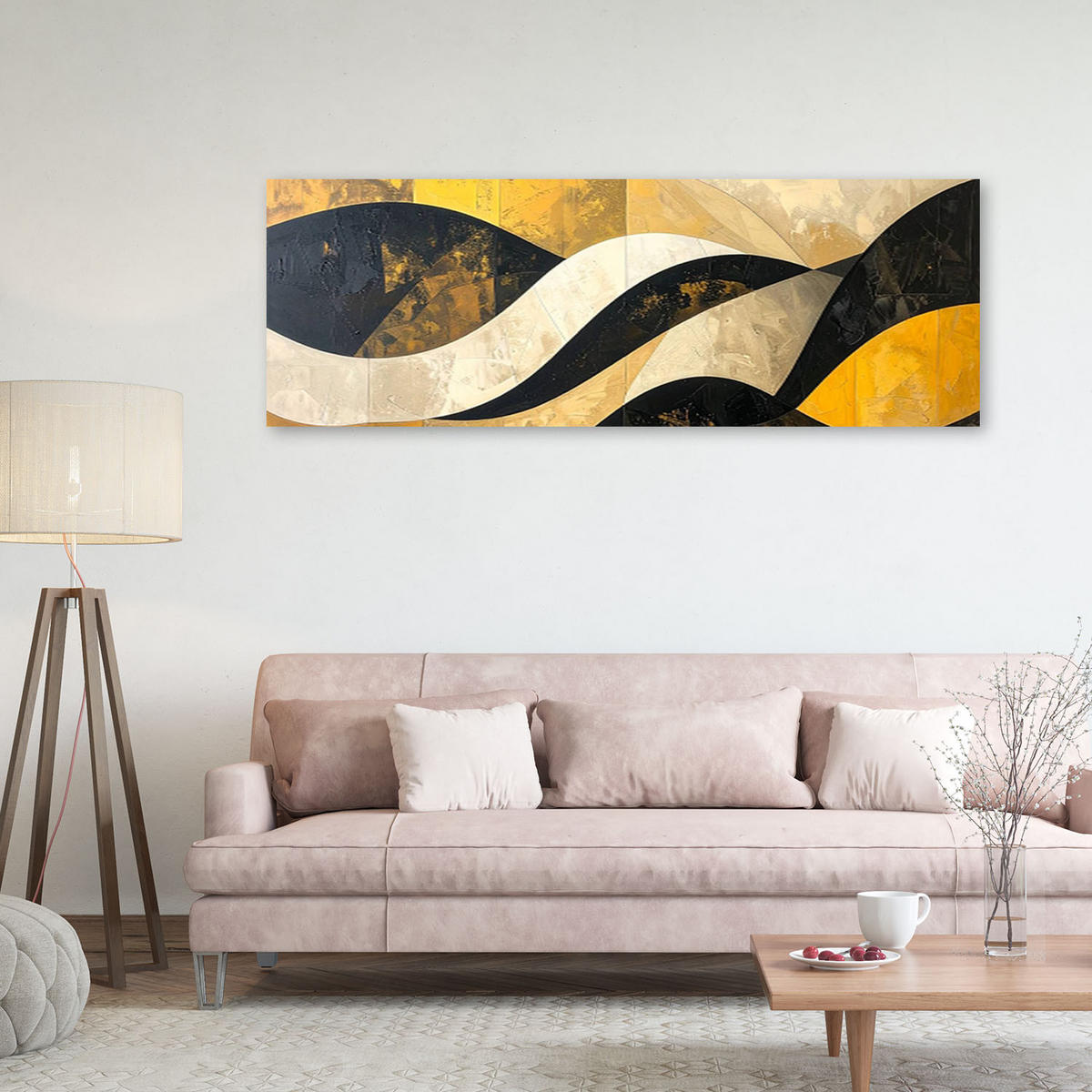 LEINWANDBILD 3D und geometrisch 150x50cm - Gelb, Textil (150/50cm) - Feeby