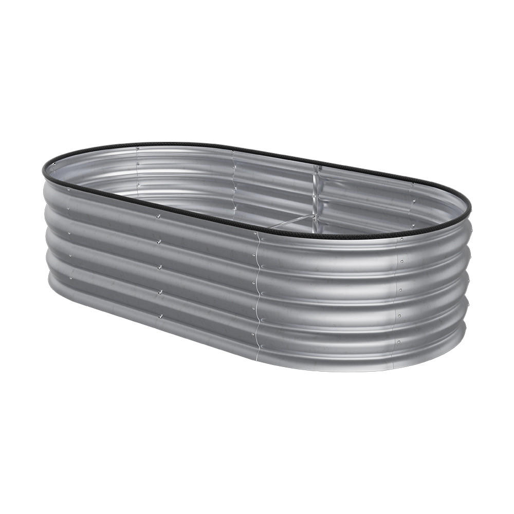 HOCHBEET-PFLANZKASTEN mit Pflanzenstütze aus verzinktem Stahl in verzinkten Silber Ovalen Blumenkasten Garten Balkon rostfest 160 × 80 × 42 cm - Grün, Metall (80/42/160cm) - Livingandhome