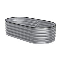 HOCHBEET-PFLANZKASTEN mit Pflanzenstütze aus verzinktem Stahl in verzinkten Silber Ovalen Blumenkasten Garten Balkon rostfest 160 × 80 × 42 cm - Grün, Metall (80/42/160cm) - Livingandhome