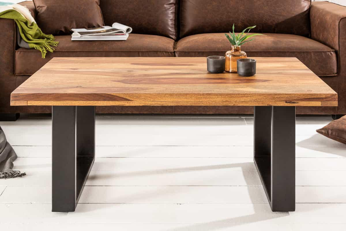 COUCHTISCH IRON CRAFT Sheesham rechteckig Natur|Schwarz 100cm - Schwarz/Braun, Holz/Metall (60/100/45cm) - riess-ambiente