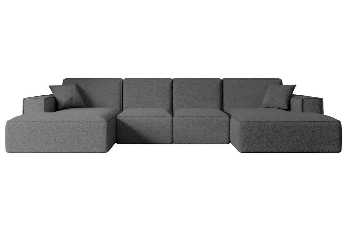 WOHNLANDSCHAFT SIERRA-U - 344x165x73 cm Grau Bouclé - Schwarz/Grau, Holzwerkstoff/Kunststoff (344/73/165cm) - ALTDECOR