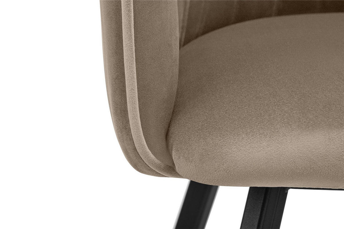ESSZIMMERSTUHLE PYRUS 2-tlg Velours-Sitz, Beige/schwarz - Beige/Schwarz, Textil/Metall (56/84/46cm) - KONSIMO®