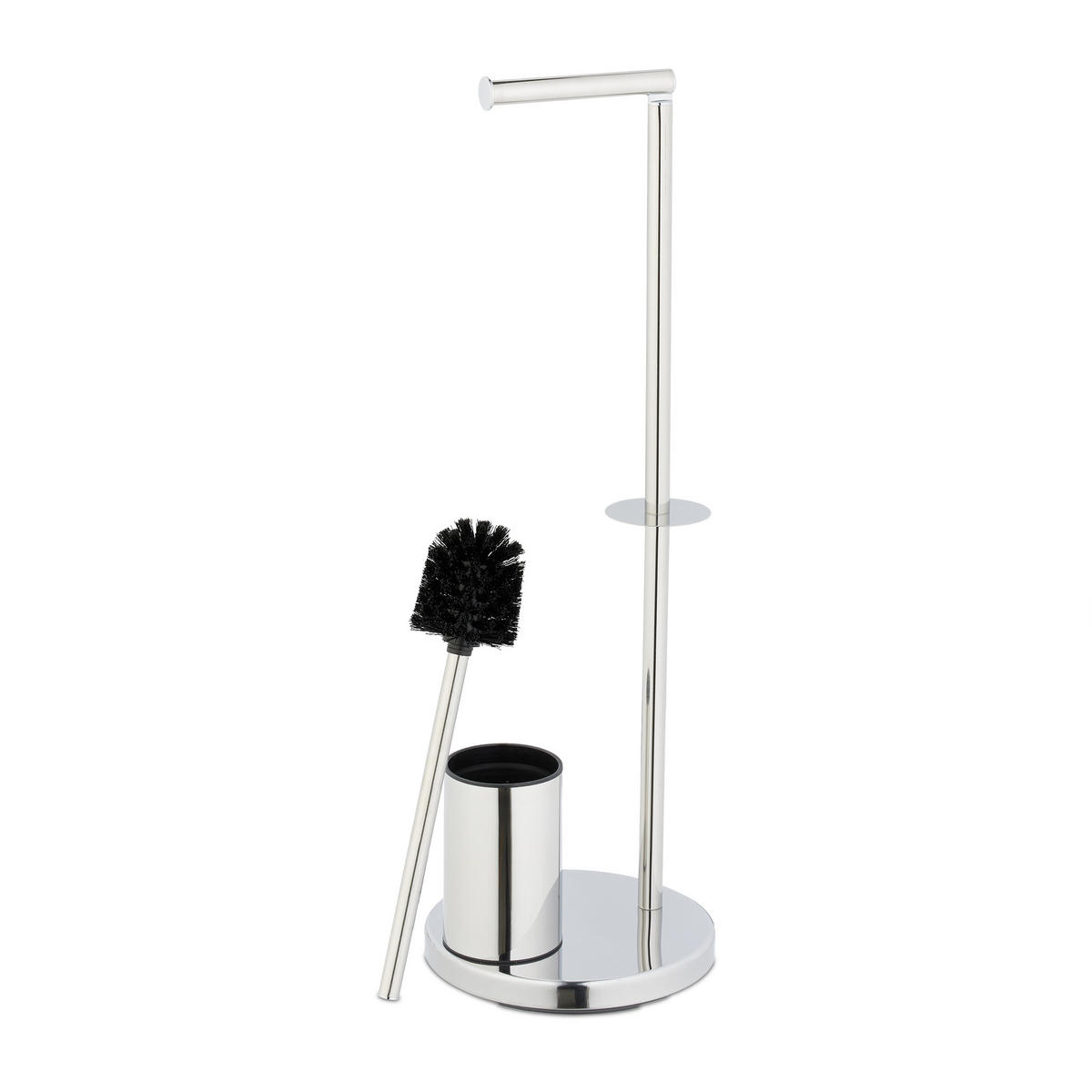 WC-GARNITUR - Silberfarben, Textil/Metall (22/68/22cm) - Relaxdays
