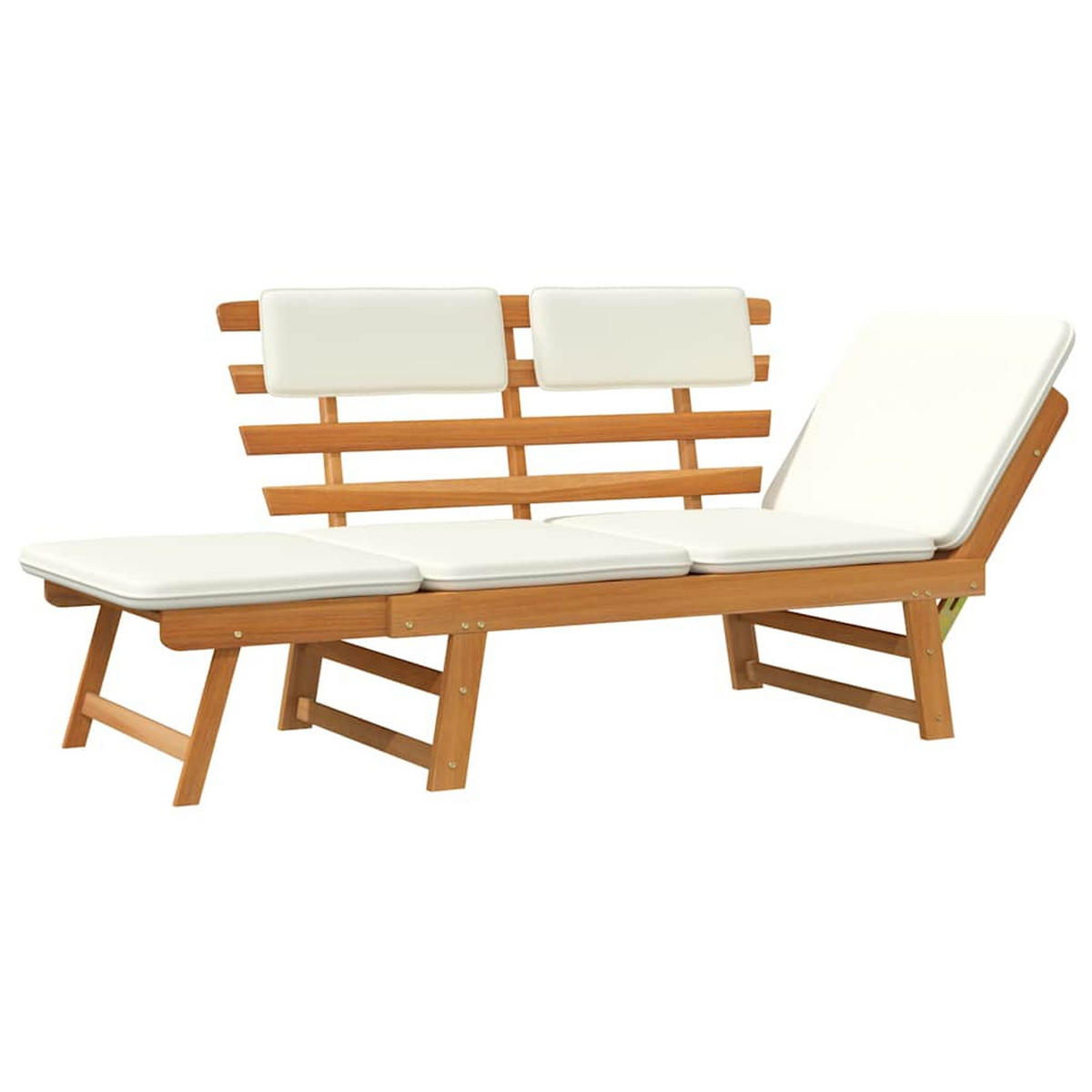GARTENBANK 2-In-1 Mit Polstern 190 Cm Massivholz Akazie - Creme, Holz/Textil (190/75/68cm) - vidaXL