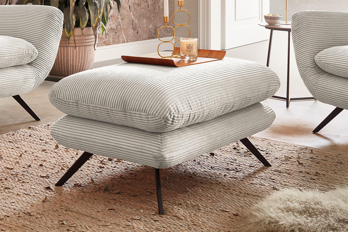SESSEL CHARME Cremeweiß - Creme/Schwarz, Textil/Metall (100/106/95cm) - KAWOLA