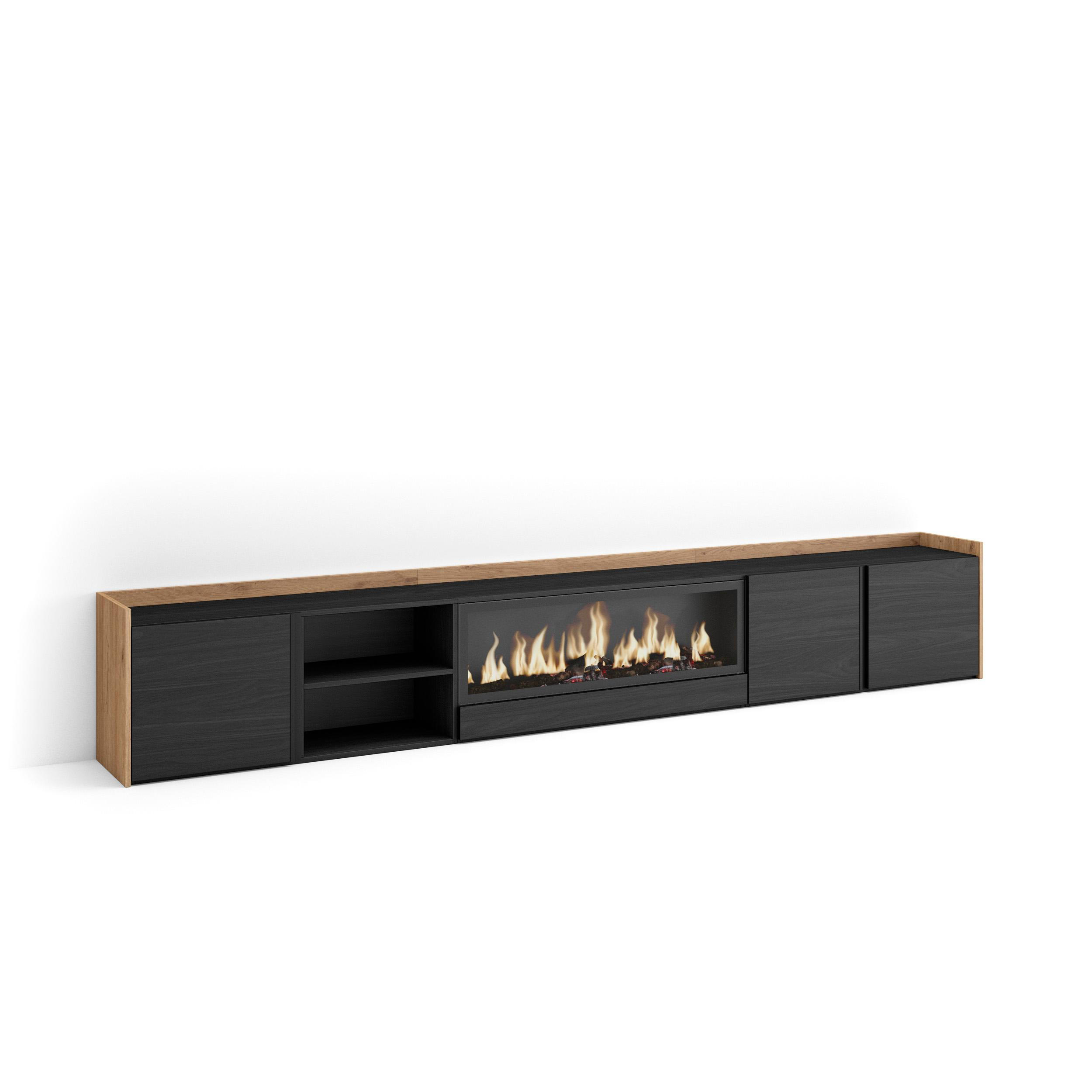 Skraut Home Lowboard, Schwarz 315x50x35 cm