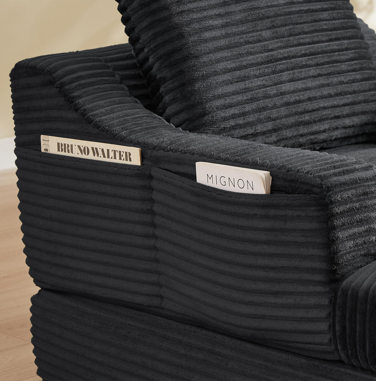 LOUNGESESSEL mit Doppelschicht-Design Cord Dunkelgrau - Dunkelgrau, Textil (162/68/100cm) - Meubliv