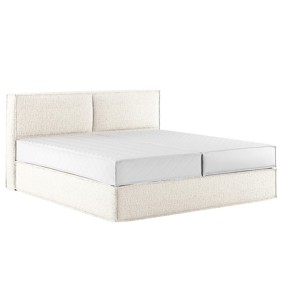 BOXSPRINGBETT mit Kopfteil - Premium - Weiß, Textil (180/200cm) - home24