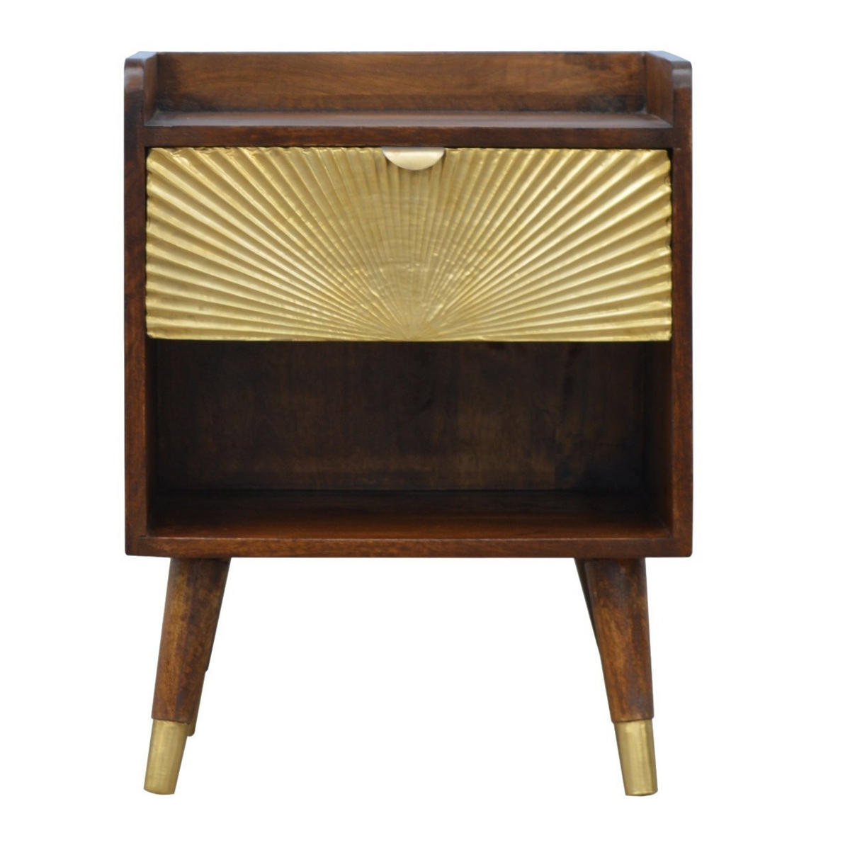 NACHTTISCH aus Massivholz - Messingfarben/Braun, Holz/Metall (45/58/35cm) - Artisan Furniture