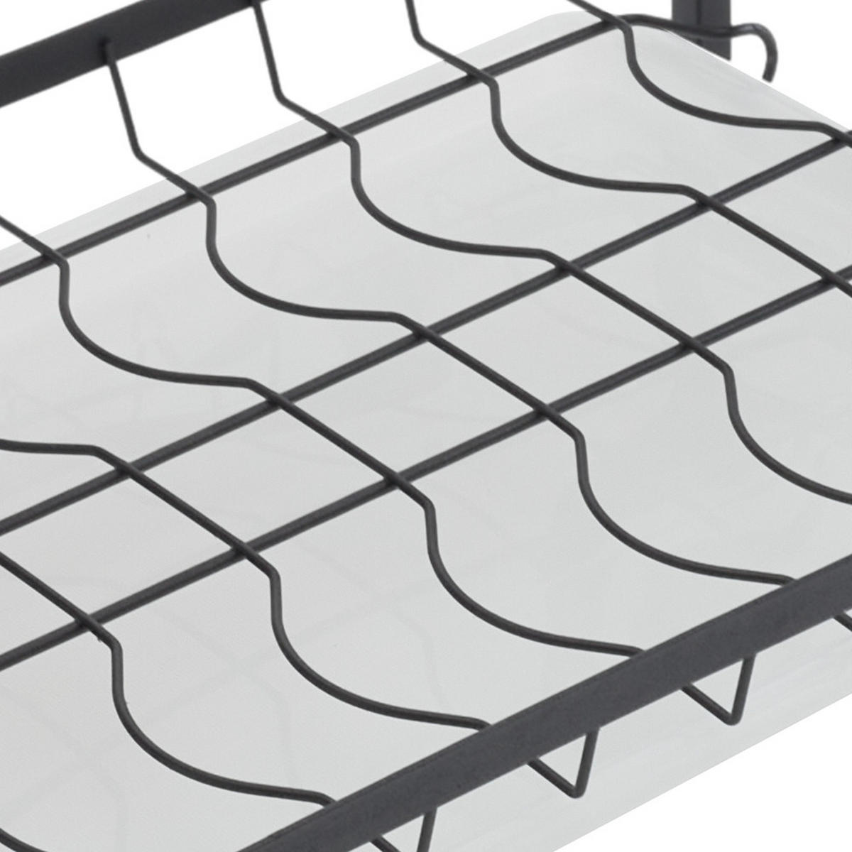 GESCHIRRABTROPFGESTELL Zweistufiges aus rostfreiem Stahl in Schwarz Leicht zu montieren Rutschfest und oberflächenschonend 43 x 23,5 x 39 cm - Schwarz, Metall (43/39/23.5cm) - Livingandhome