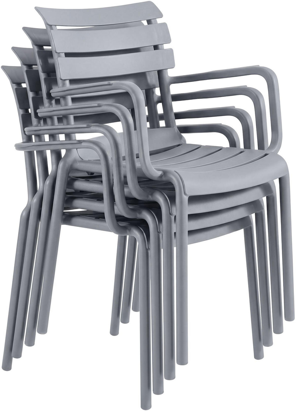 GARTENMÖBEL-SET Nora 4 Stühle 186x186x82cm Kunststoff Grau Balkonset - Grau, Kunststoff - DELUKE
