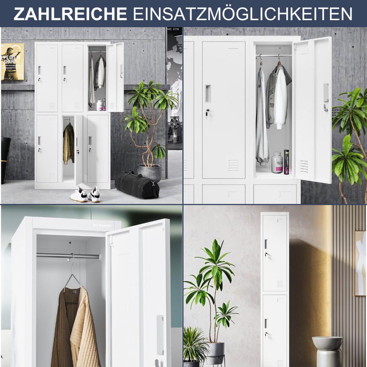 UMKLEIDESCHRANK Spind TOKIO 2 Abteile 185x31,7x45cm Weiß - Weiß, Metall (31.7/185/45cm) - DELUKE