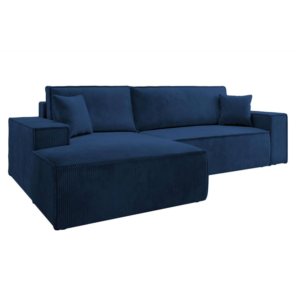 ECKSOFA Farese New Dunkelblau mit Cordbezug, links - Schwarz/Dunkelblau, Kunststoff/Textil (267/167cm) - Selsey