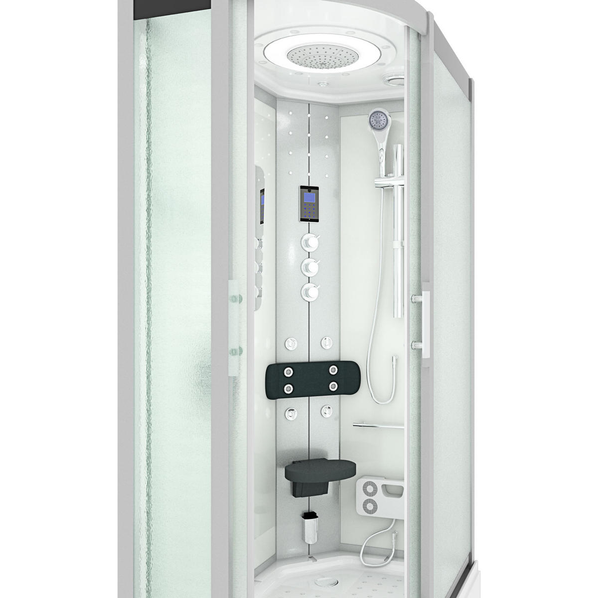 DUSCHE DampfduscheD60-70M3L-EC Weiß 120x80 - Weiß, Glas/Kunststoff (120/80/215cm) - AcquaVapore by Sandra Jentho