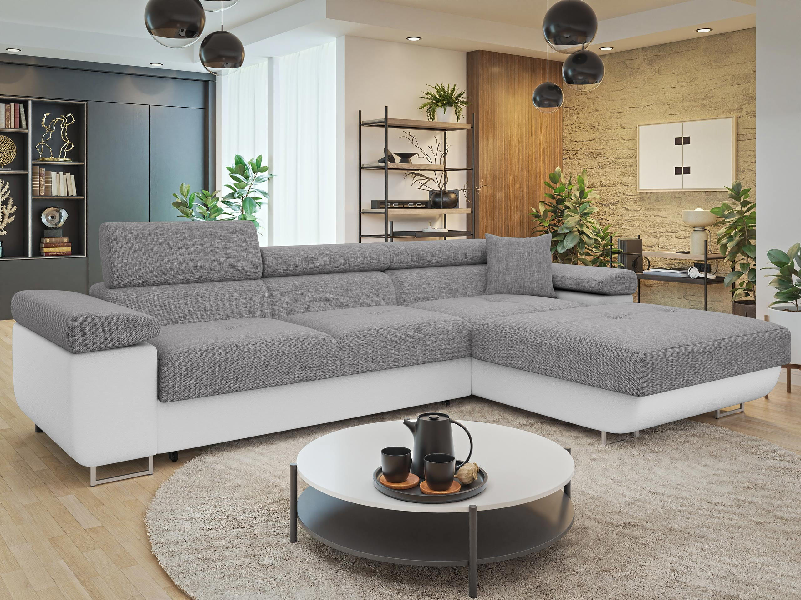 ECKSOFA Torezio Mini, Seite: Rechts - Graphitfarben, Holz/Textil (280/170cm) - MIRJAN24