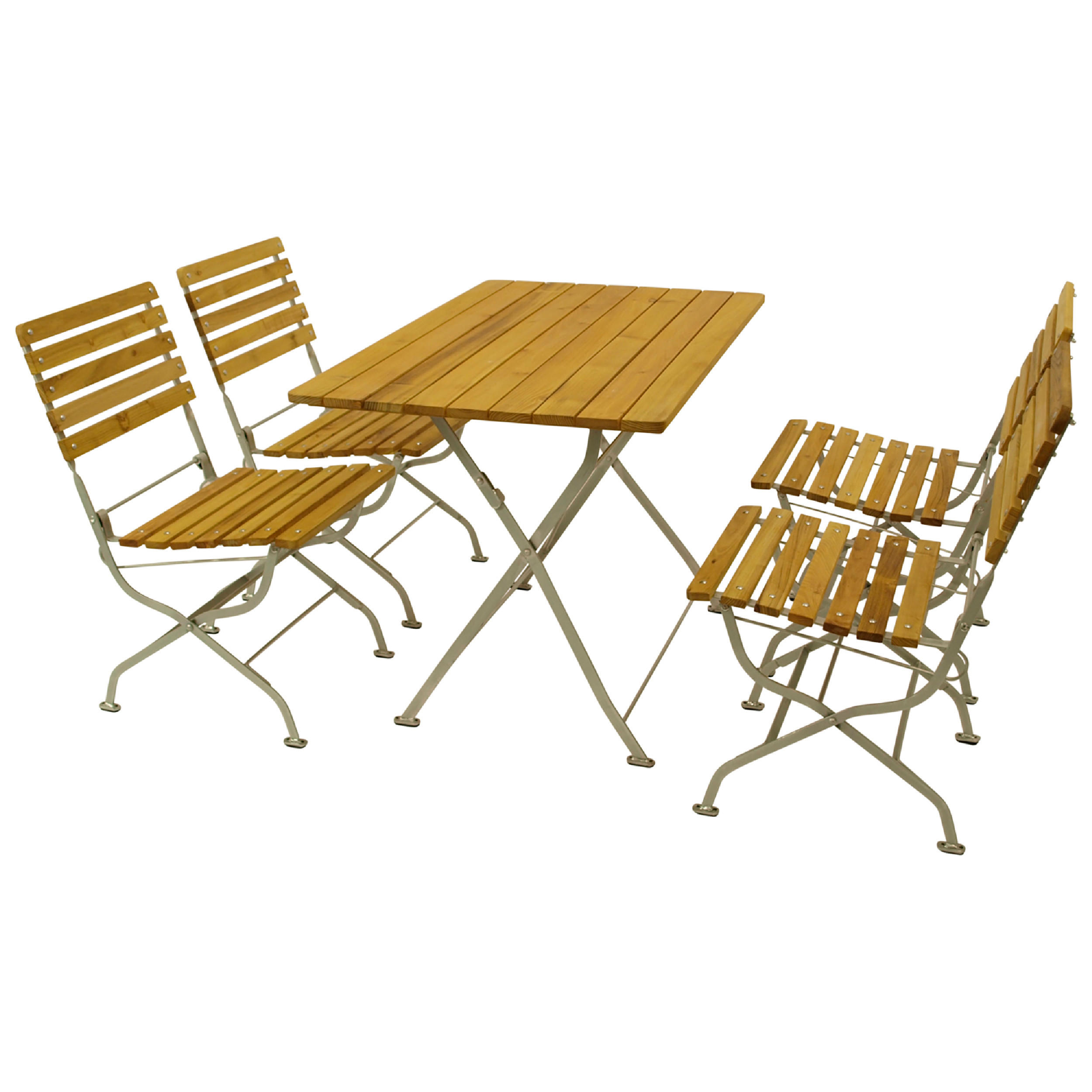 SITZGRUPPE Hobart Light - Garten-Garnitur 5-teilig, Flachstahl Robinienholz -Gestell verzinkt hellgrau - Grau, Holz - TPFGarden