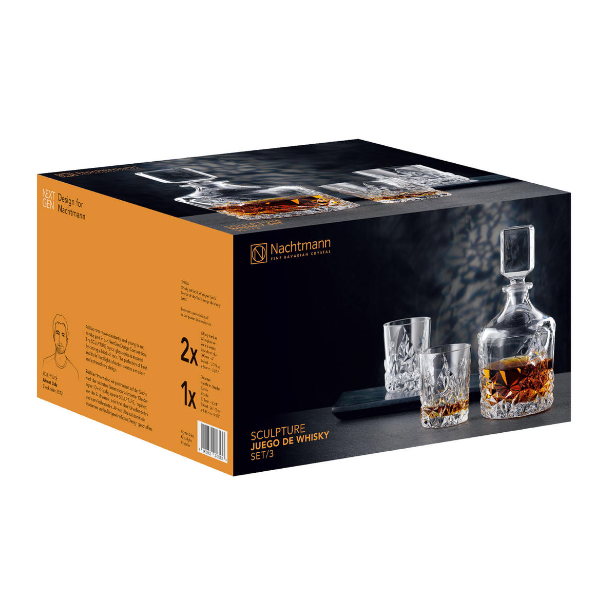 WHISKYSET Sculpture, 3-tlg., Kristallglas, 750 ml - Transparent, Glas (0.75L) - Nachtmann