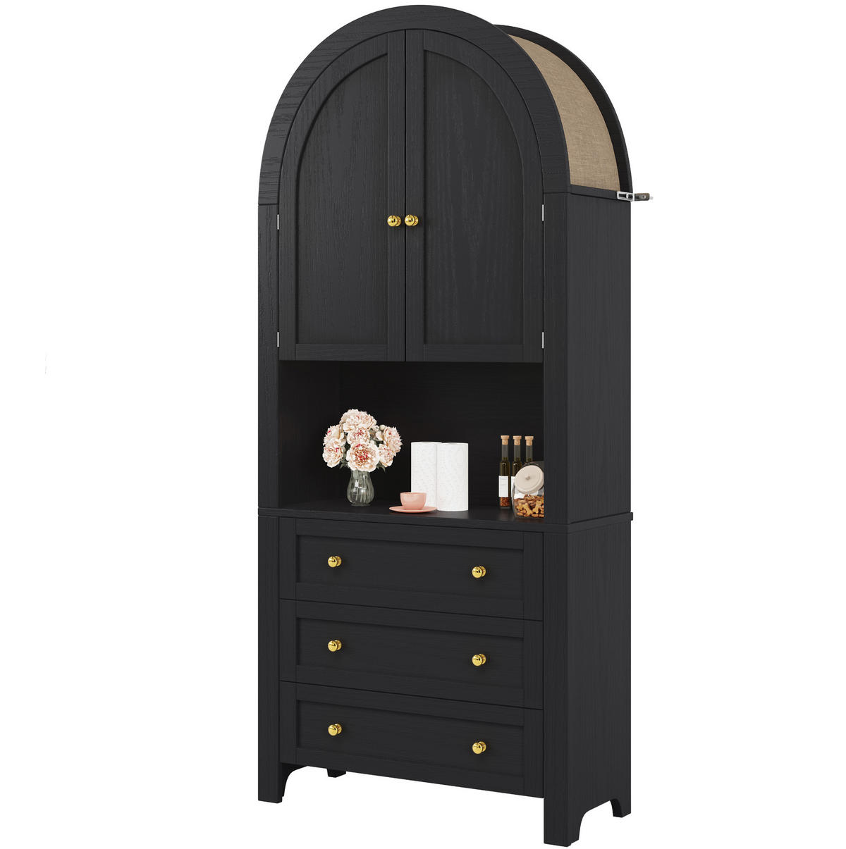 BUFFET 70/35/180 cm schwarz aus MDF mit 3 Schubladen - Schwarz, Holzwerkstoff (70/180/35cm) - OKWISH
