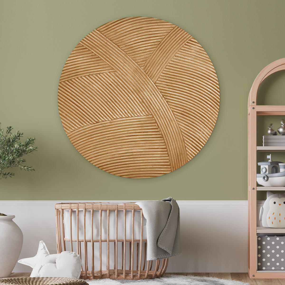 WANDBILD Struktur - Natur - Kunst - Rattan 150x150 cm - Naturfarben, Kunststoff (150/150cm) - MuchoWow