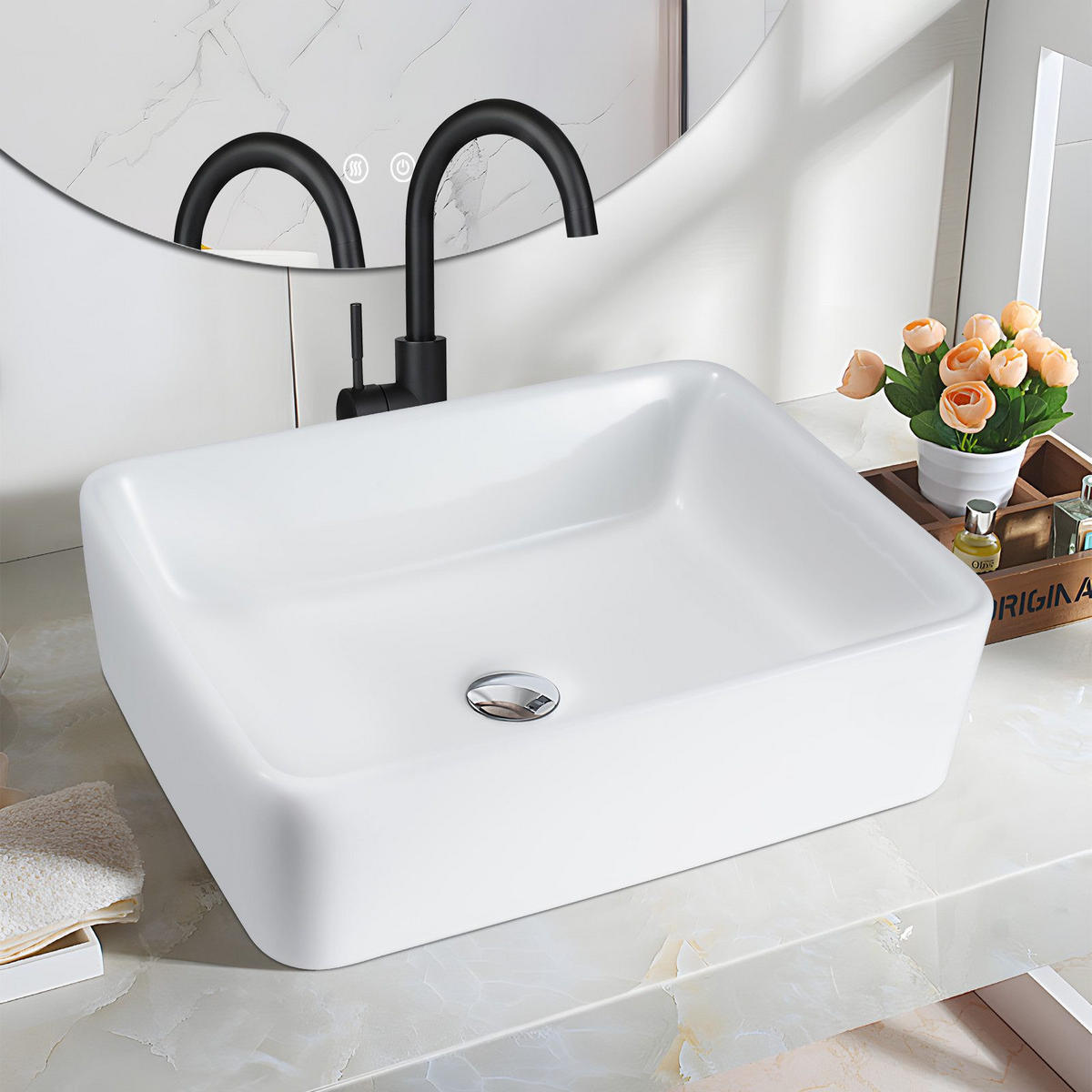 WASCHBECKEN Barrett II 40/30/13cm - Weiß, Keramik (30/13/40cm) - Nettlife