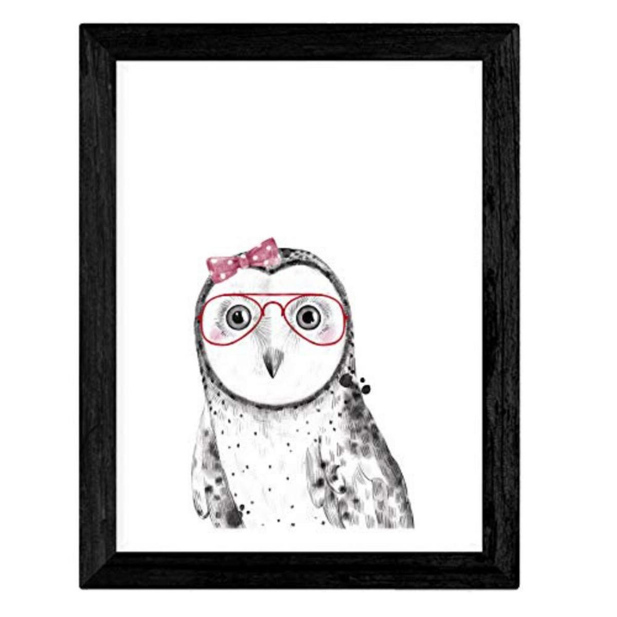 POSTER Set mit 4 „Tiere mit rosa und schwarz Accessoires“ A3 Rahmenlos - Klar, Papier (29.7/3cm) - Nacnic