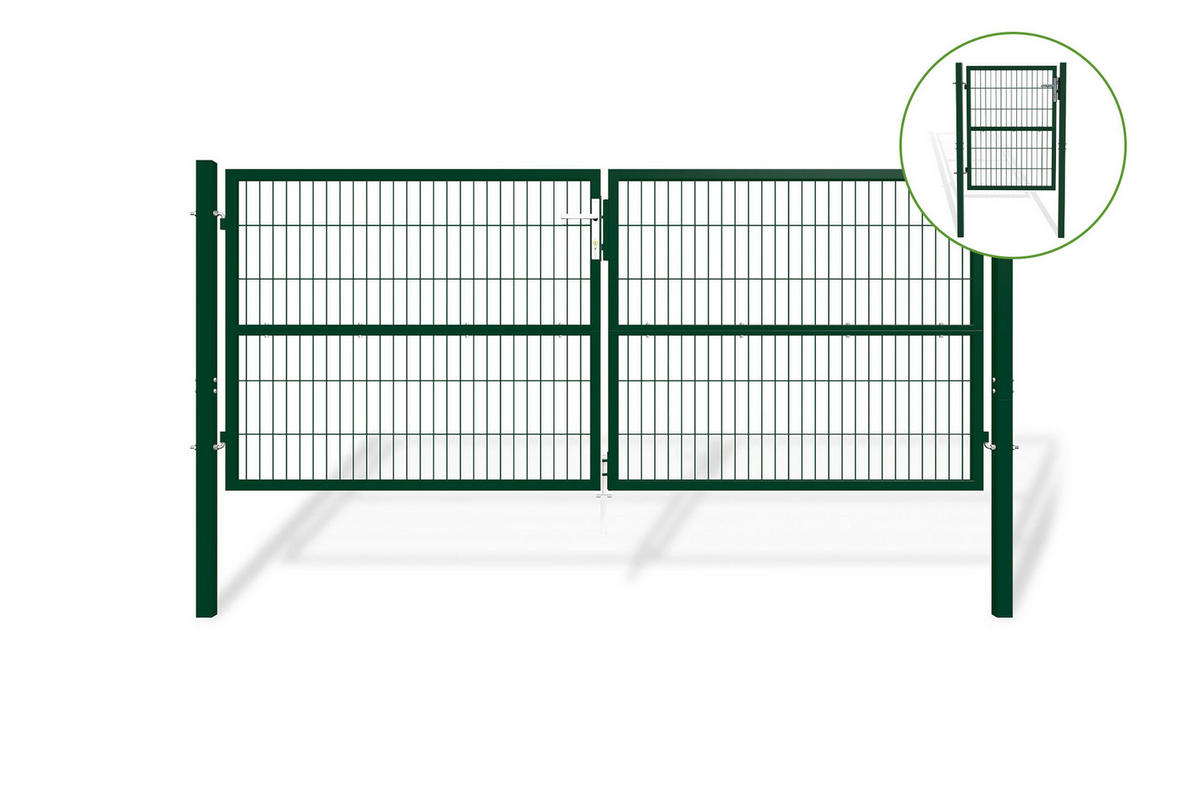 ZAUNTOR Razo Grün 3m H.120 cm + TÜRCHEN 1m H.120cm - Grün, Metall (306/126cm) - Casanoov