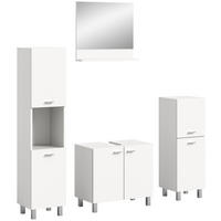 BADKOMBINATION 4tlg. Boston/Tampa Bad in weiß Nachbildung - modernes Design - B/H/T: 137x186x33 cm - Weiß, Holzwerkstoff (137/186/33cm)