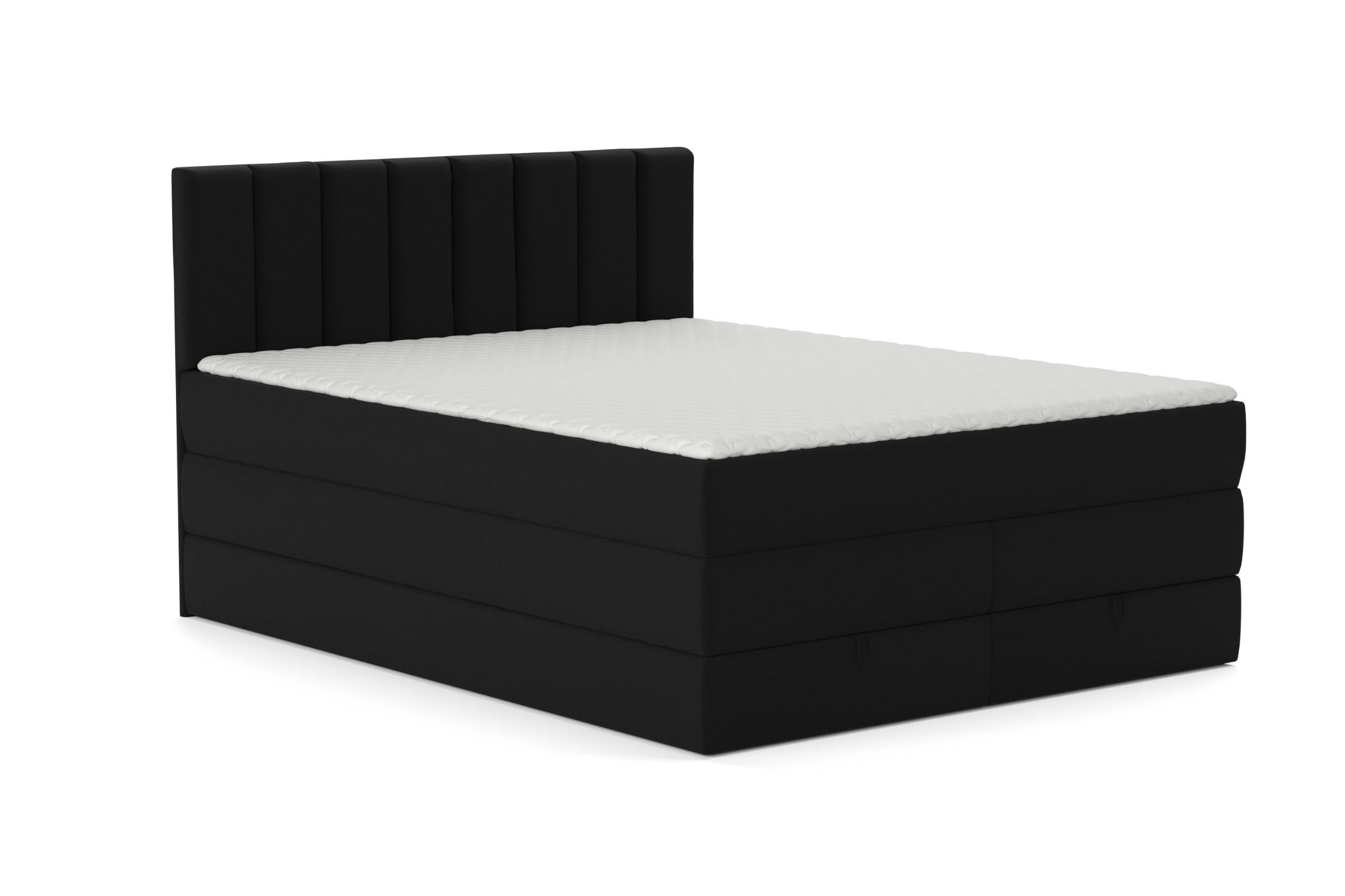 BOXBETT MEXICO 140/200 in Velours Schwarz mit Doppelmatratze - Schwarz, Holz/Holzwerkstoff (140/200cm) - Deine Möbel 24