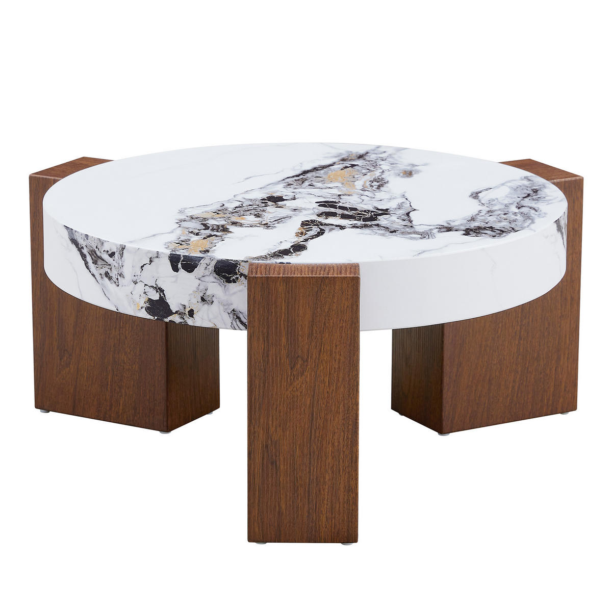 COUCHTISCH-SET 61/61/30 cm nussbaumfarben Weiß aus Holzwerkstoff Glas als 2-in-1 Satztisch - Nussbaumfarben, Holzwerkstoff (61/61/30cm) - OKWISH