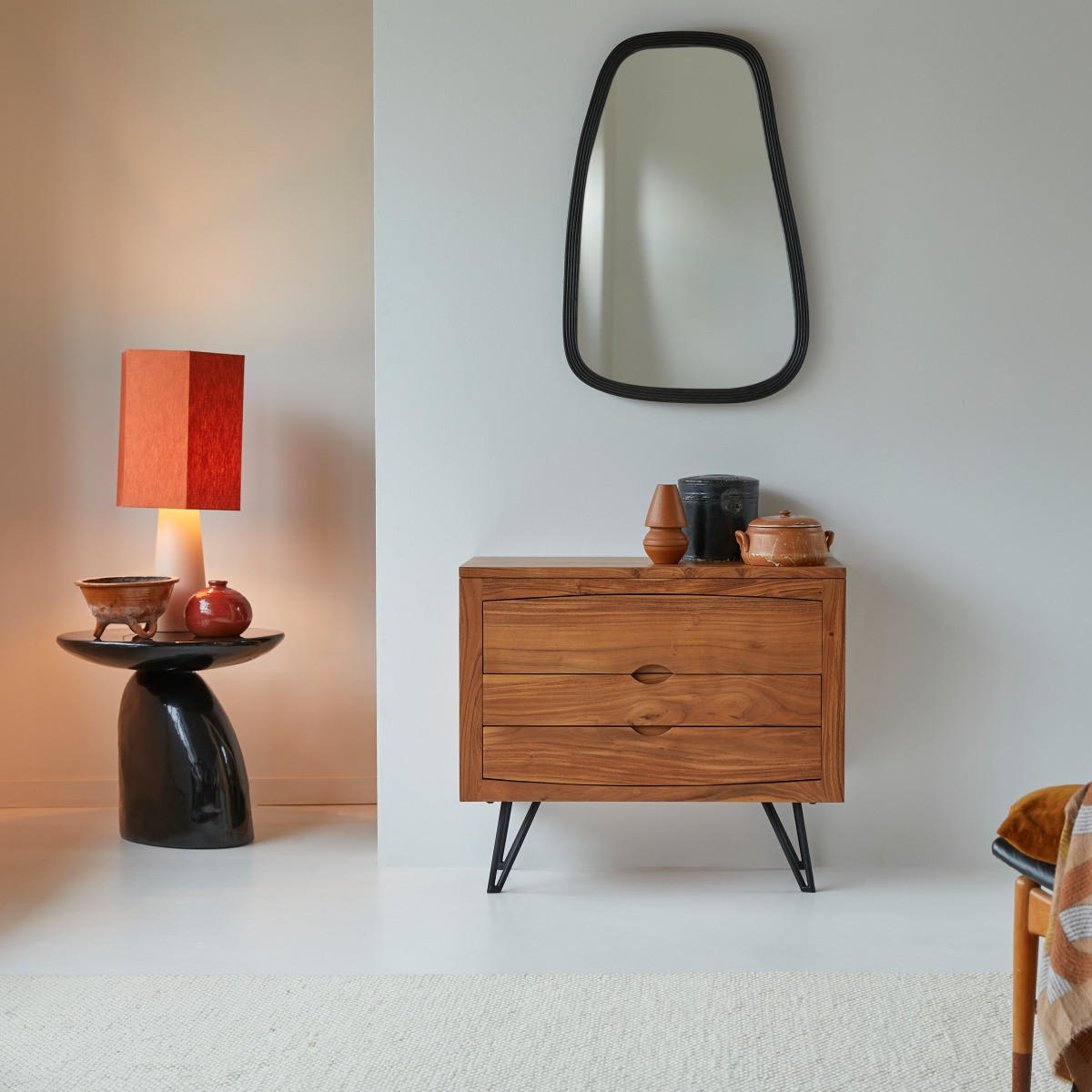 KOMMODE Bonnie Braun aus Akazie - Braun, Holz (90/77/40cm) - Tikamoon