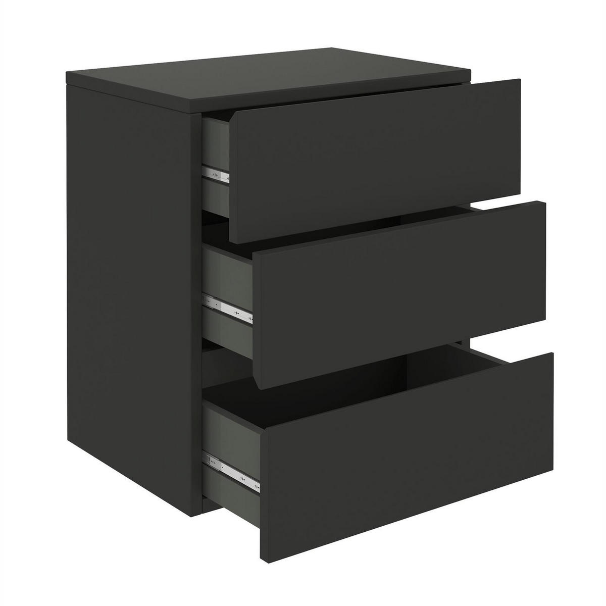 NACHTKOMMODE ANNO - Schwarz, Holzwerkstoff (42/47/30cm) - CARO-Möbel