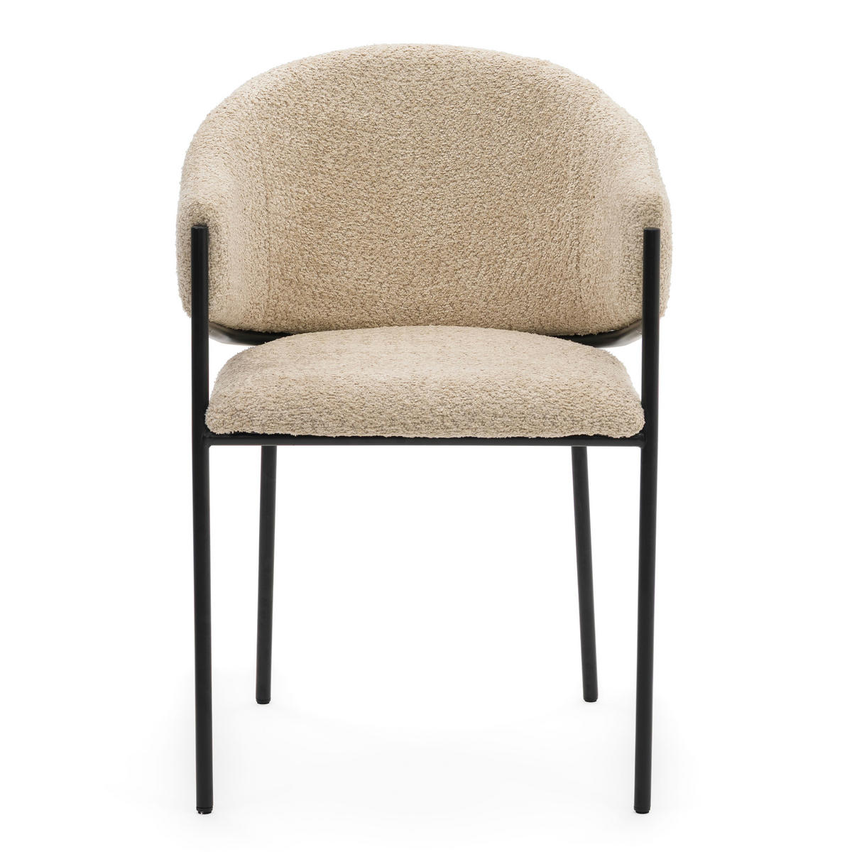 STUHL BUENO gespolsterter - hellbeige - Glamour Boucle Chenille - Beige/Schwarz, Textil/Metall (55/83/56cm) - NEW HOME