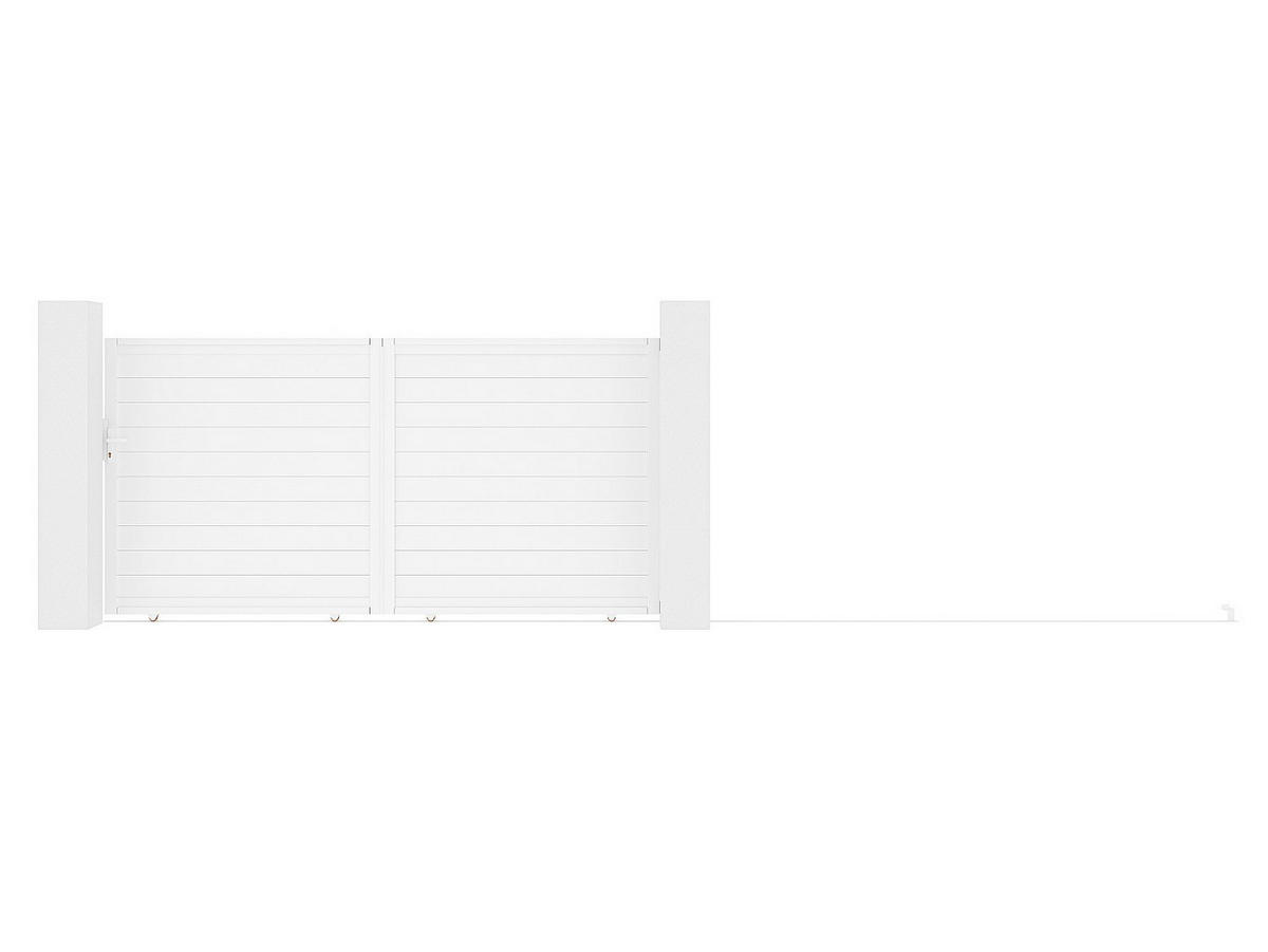 GARTENTOR Schiebetor mit Torantrieb - 374 x 180 cm - Aluminium - Weiß - NAZARIO - Weiß, Kunststoff (348/178cm) - Vente-Unique