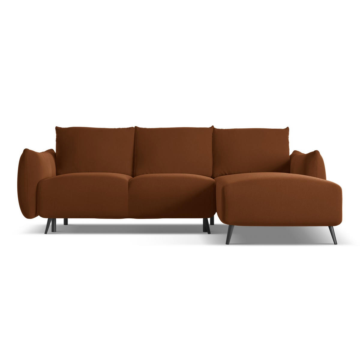 ECKSOFA mit Schlaffunktion Samt Stoff Orange - Terracotta/Schwarz, Textil/Metall (242/162cm) - LaMiaSofa