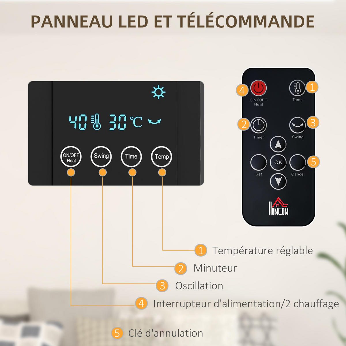 WANDHEIZLÜFTER DE-17073 PTC 1000/2000 W Schwarz - Schwarz, Kunststoff (12/21.5/54.5cm) - ComfortXL