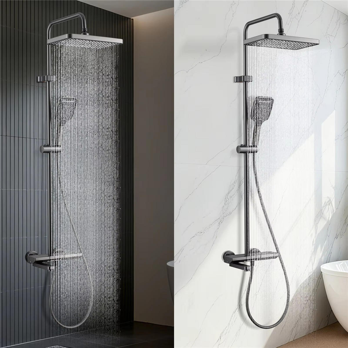 ÜBERKOPFBRAUSESET Drehbar Waschbecken Duschsystem - Grau, Metall (20/135/31cm) - Bextcok