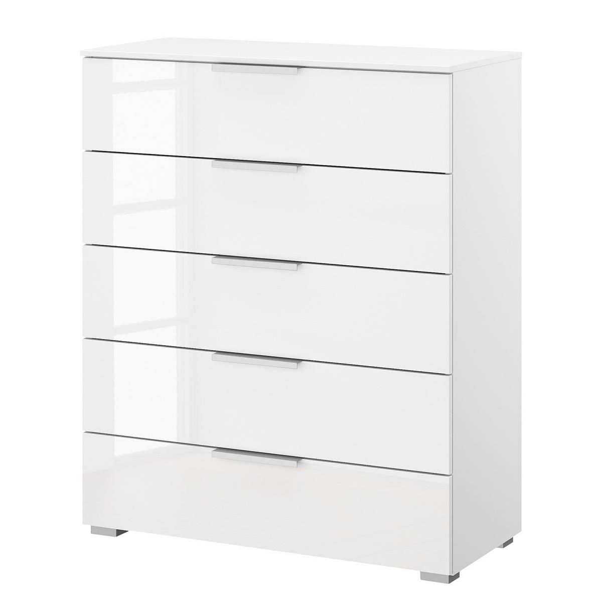 KOMMODE - 5 Schubladen - Weiß Hochglanz/Weiß, Holzwerkstoff (80/100/42cm) - home24