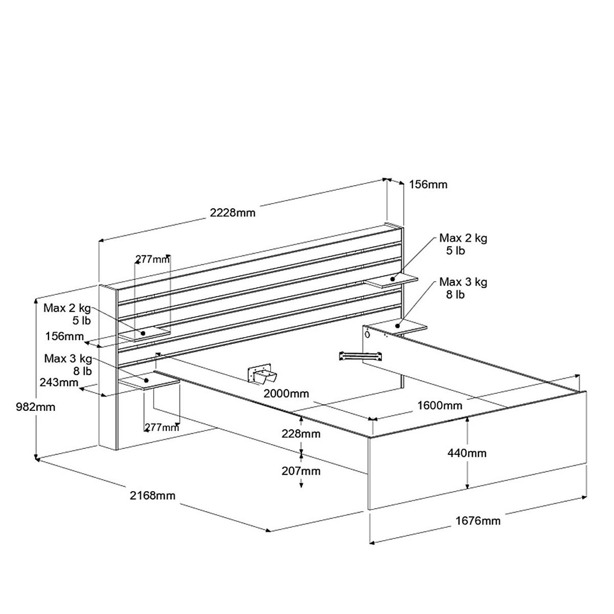 STAURAUMBETT Escale 3 in Japanischer Eiche 160x200cm von Parisot - Braun, Holzwerkstoff (160/200cm)