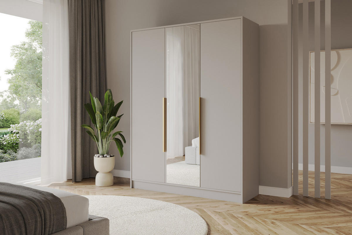 KLEIDERSCHRANK - LUSSO - 150 - Kaschmir - Kaschmir/Schwarz, Holzwerkstoff (150/200/51cm) - ALTDECOR