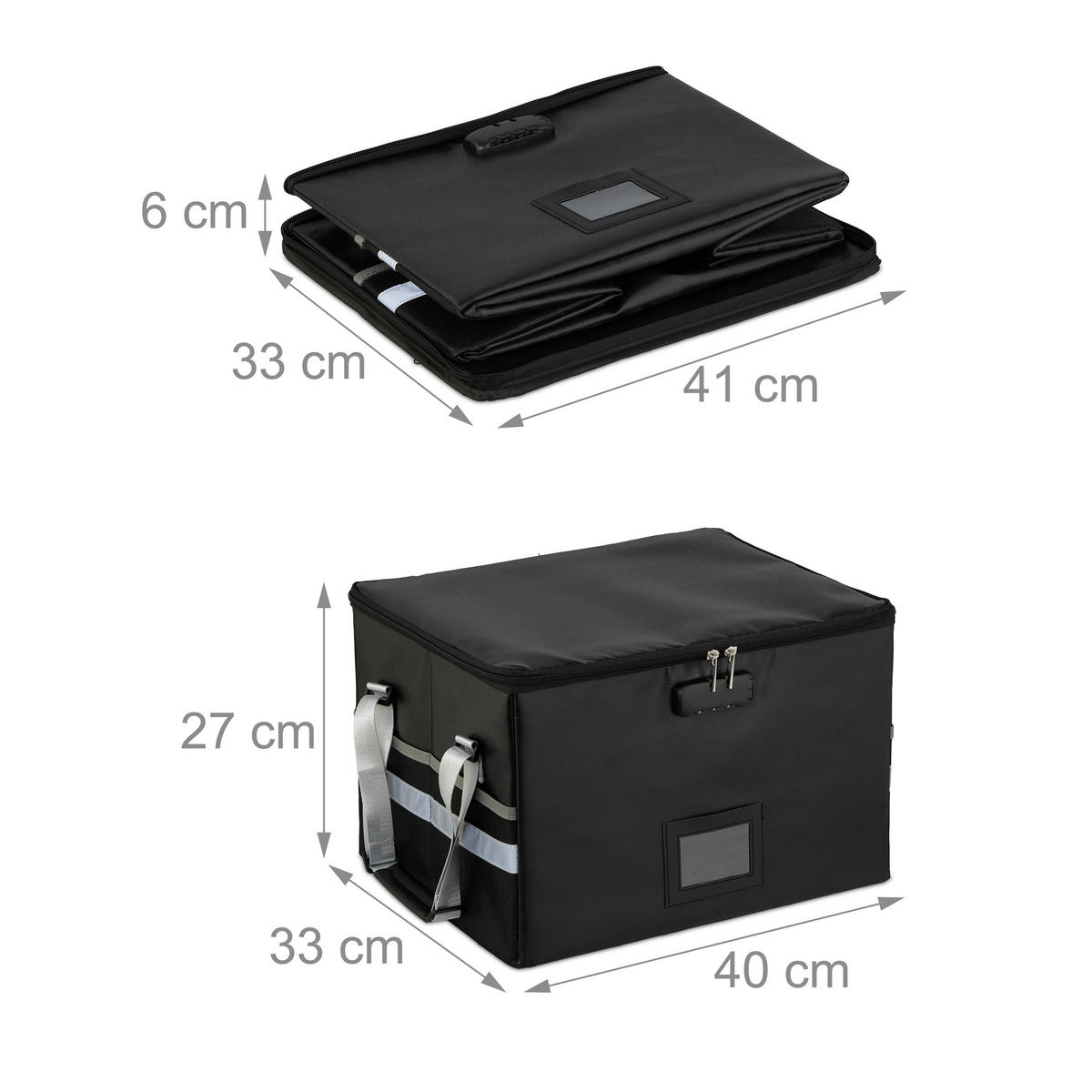 TORBA za dokumente - črna, umetna masa/tekstil (40/27/33cm) - Relaxdays