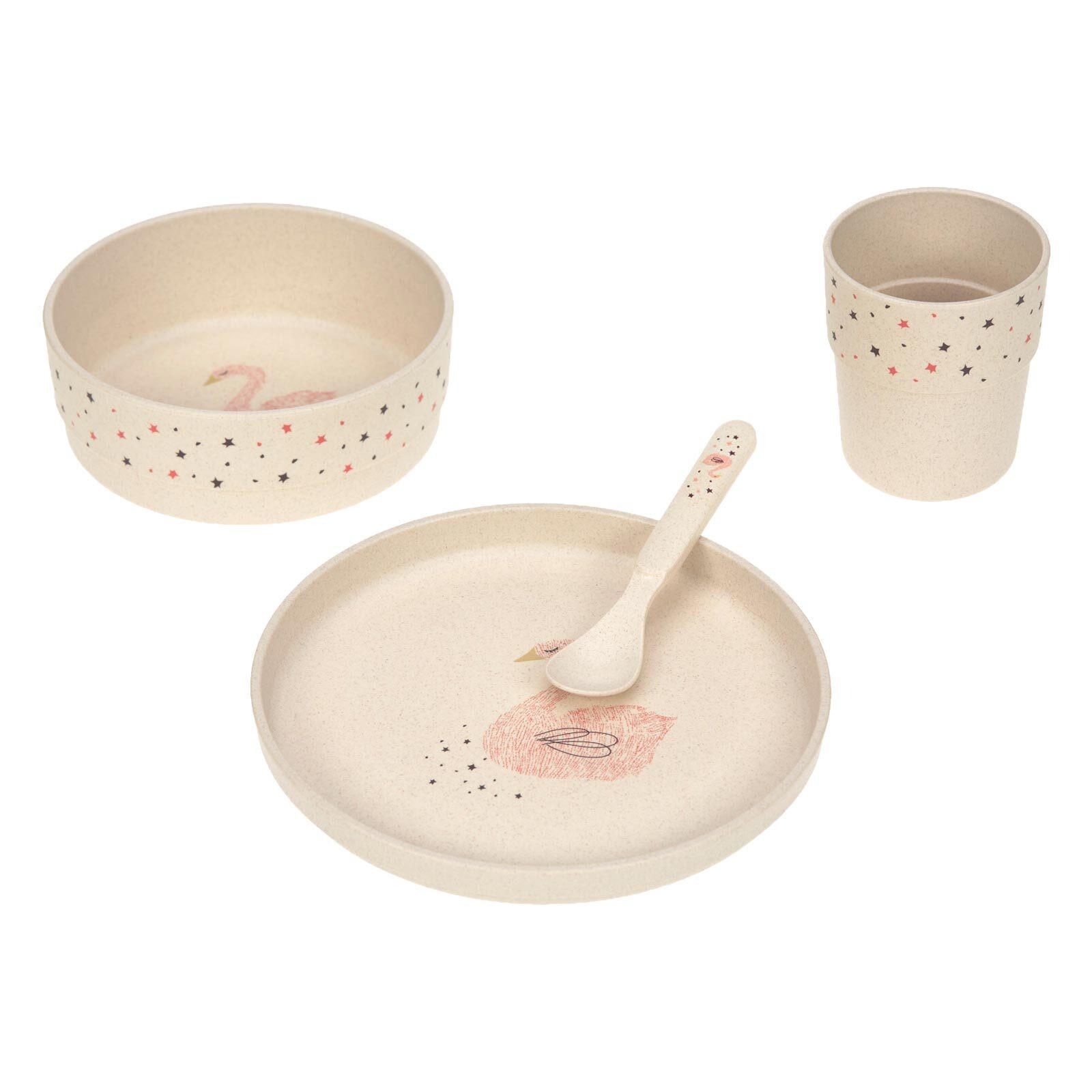 KINDER-GESCHIRR-SET Little Water Swan 4er Set - Beige, Kunststoff (7.2/26/22.7cm) - Lässig