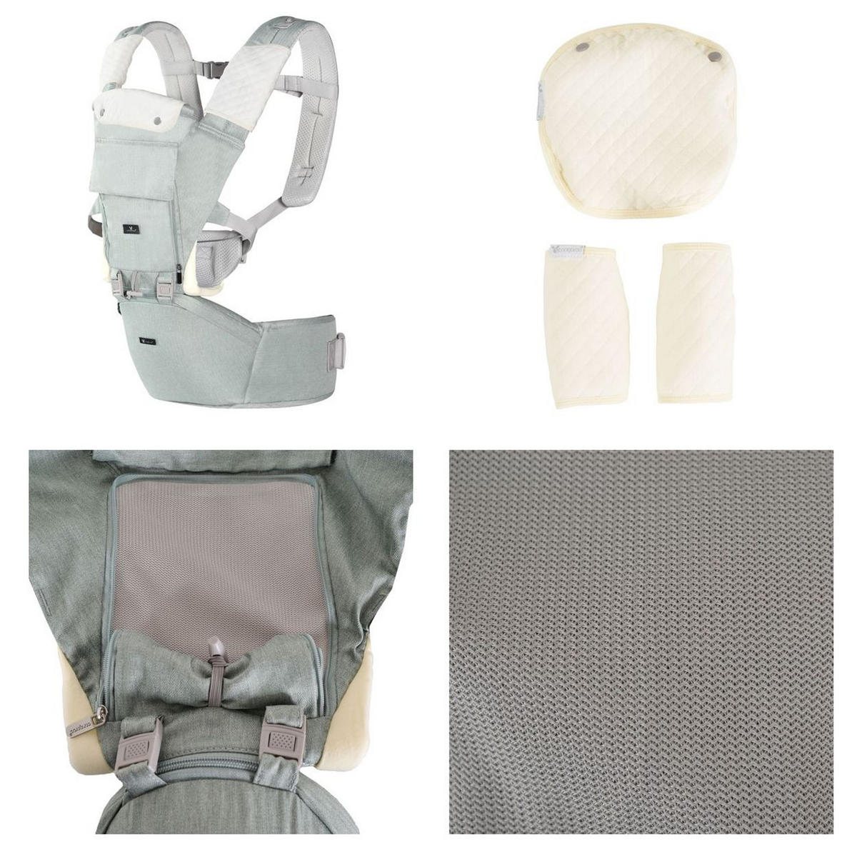 BABYTRAGE Ivy grün Bauchtrage, Rückentrage, Hüftgurt, Mesh-Innenseite, Kopfstütze, 15 kg - Grün, Textil (44/58/32cm) - Cangaroo